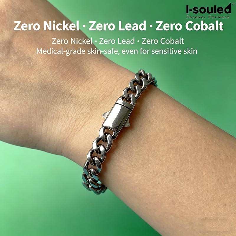 Ceramic Link Bracelet - 7mm Massives Titan-Armband Leichtgewichtig Anti-Allergie Kubanischer