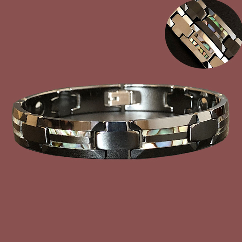 Ceramic Link Bracelet - 10mm Havey Punk Schwarz Keramik Armband