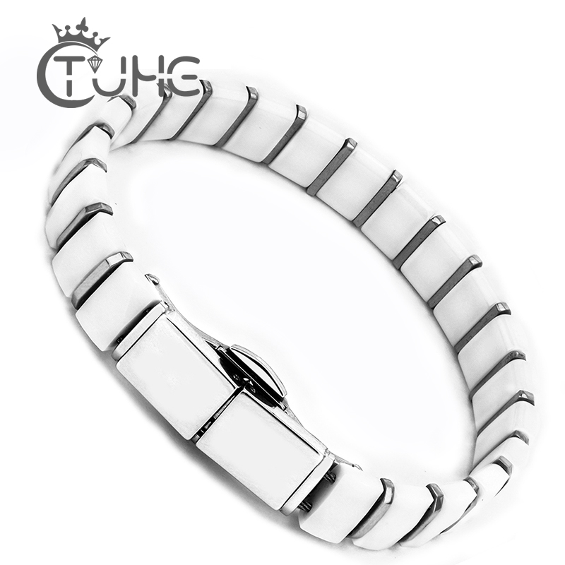 Ceramic Link Bracelet - Weiße schwarze Männer Gesundheitsarmbänder und Armreifen