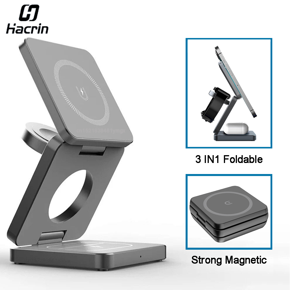 Wireless Charger Watch - Kabelloses Ladegerät, 3-in-1, faltbare magnetische kabellose