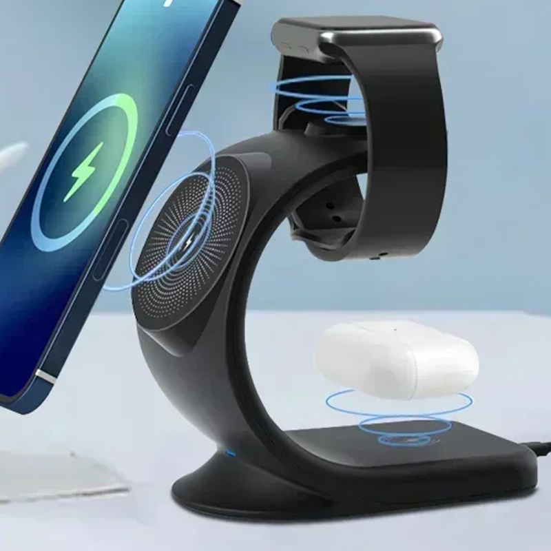 Wireless Charger Watch - Magnetisches kabelloses Ladegerät 3-in-1-Schnellladestation für Magsafe