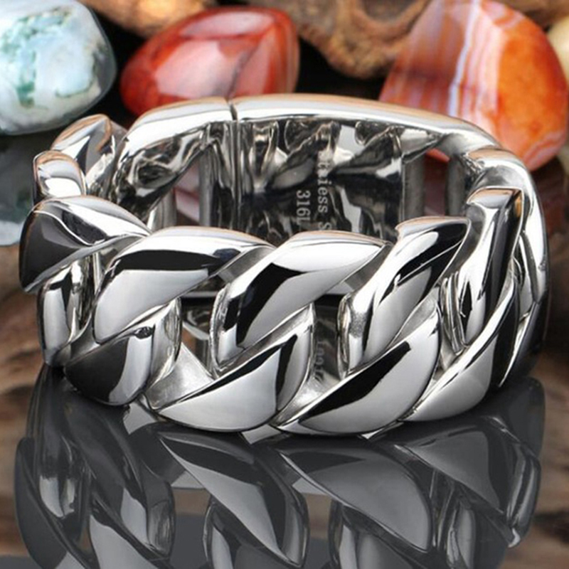 Ceramic Link Bracelet - 20/26/31MM 316L Edelstahl Curb Kubanisches Armband