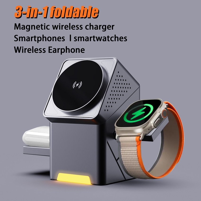 Wireless Charger Watch - 3-in-1 Magnetisches Kabelloses Ladegerät Faltbare 15W