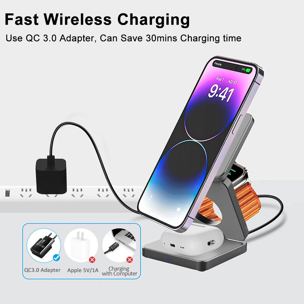 Kabelloses Ladegerät, 3-in-1,  – Wireless Charger Watch Bewertung und Preis